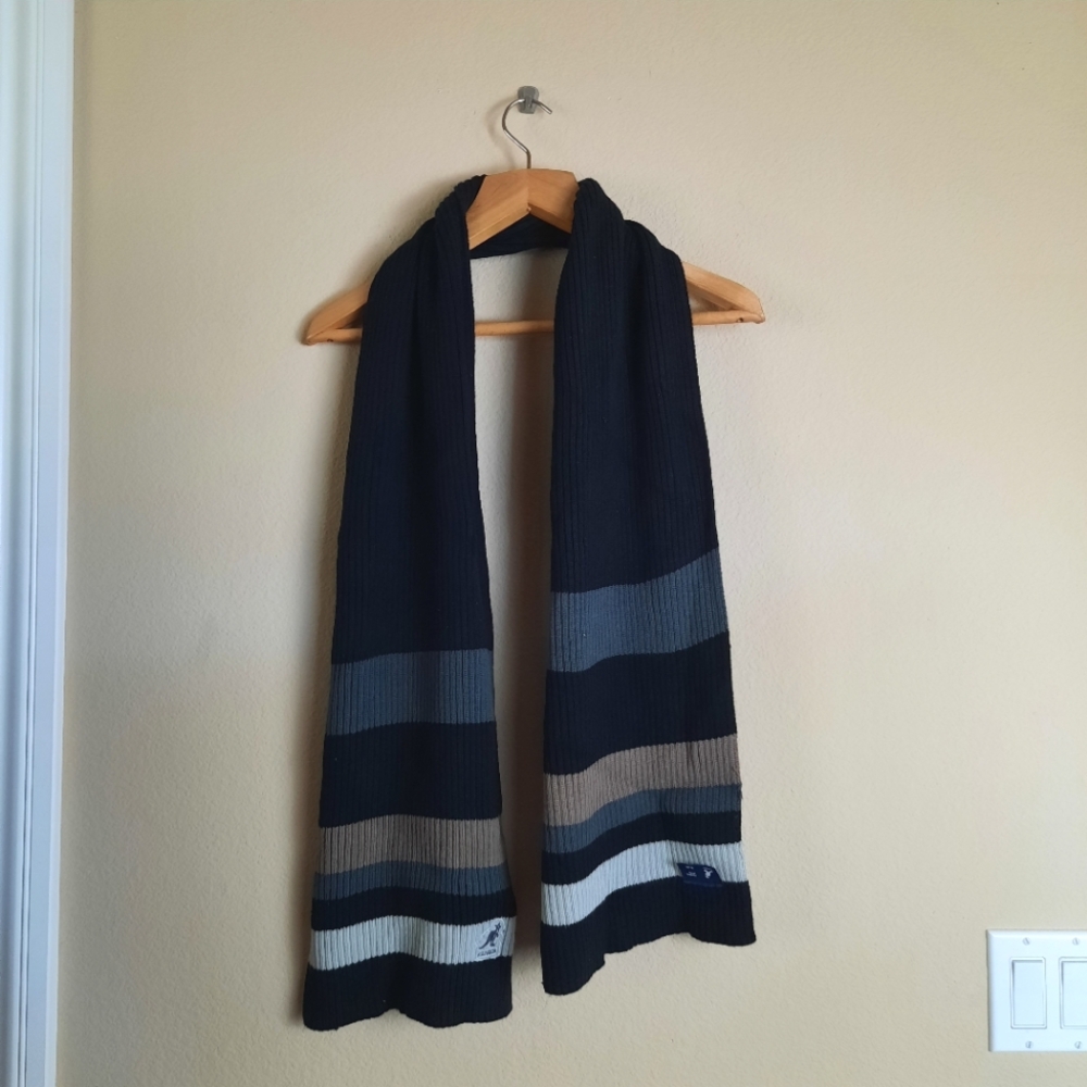 Kangol Black Tan and Gray Cozy Ribbed Scarf